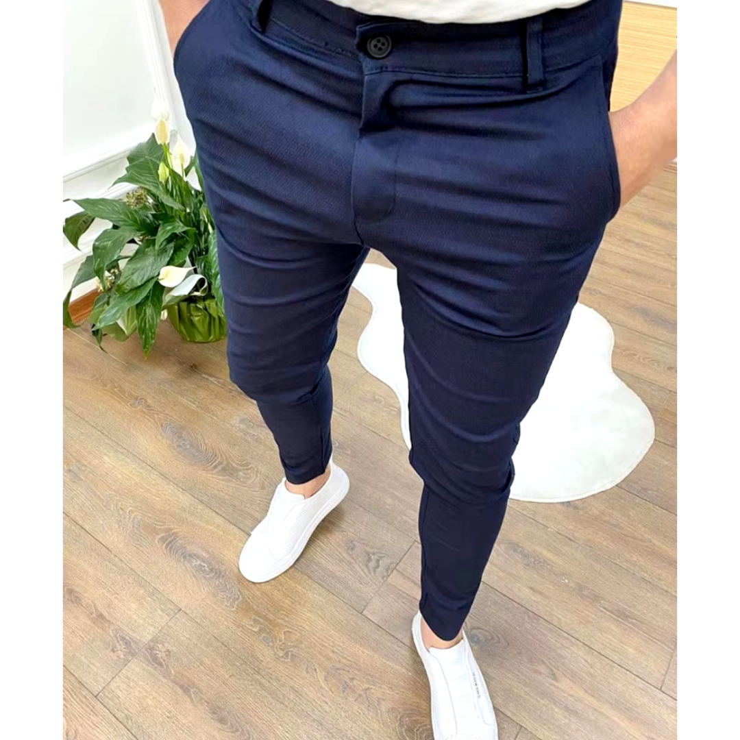 Warren | Men's Slim Fit Textured Tapered Trousers