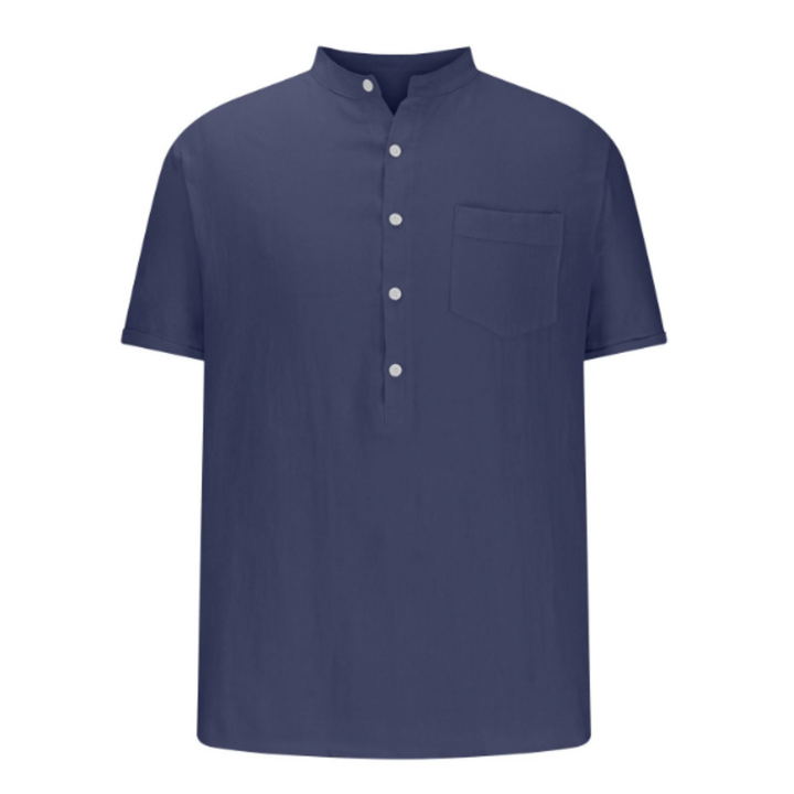 Quentin | Men’s Quarter-Placket Short-Sleeve Linen Shirt