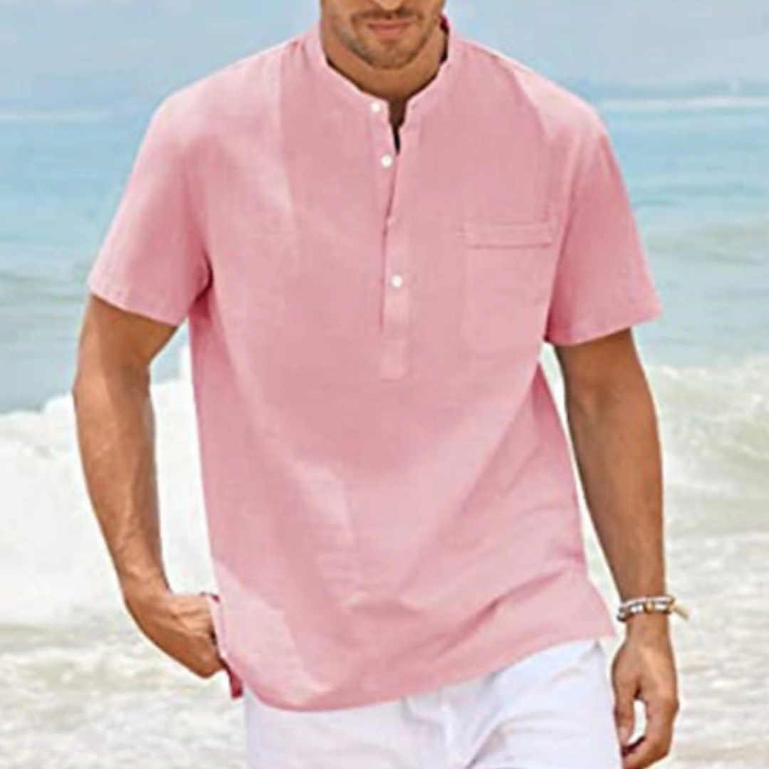 Quentin | Men’s Quarter-Placket Short-Sleeve Linen Shirt