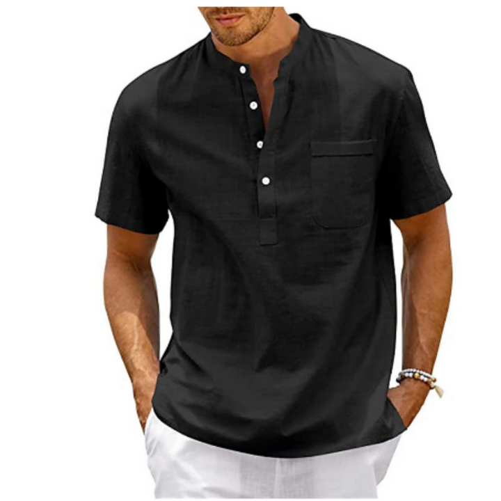Quentin | Men’s Quarter-Placket Short-Sleeve Linen Shirt