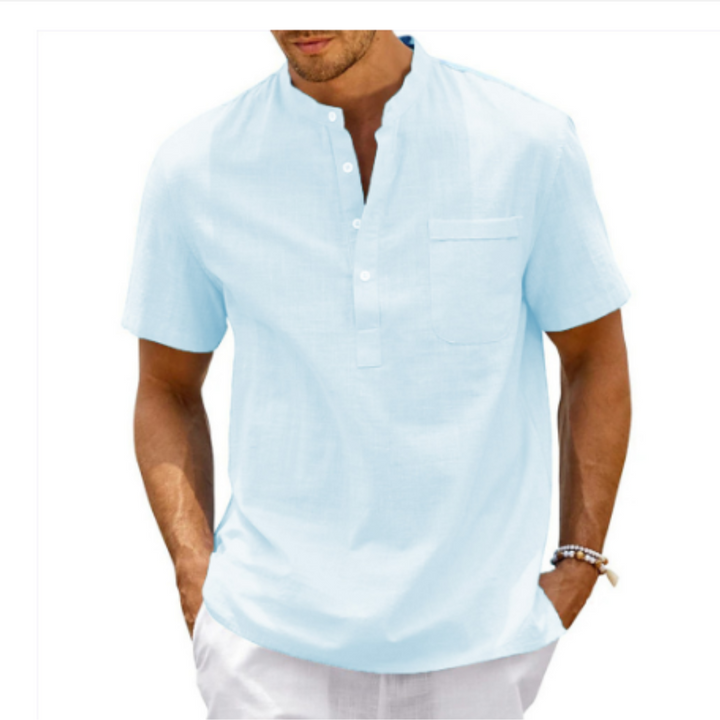 Quentin | Men’s Quarter-Placket Short-Sleeve Linen Shirt