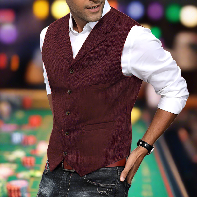 Ivo | Men’s V-neck Button Up Vest with Pockets