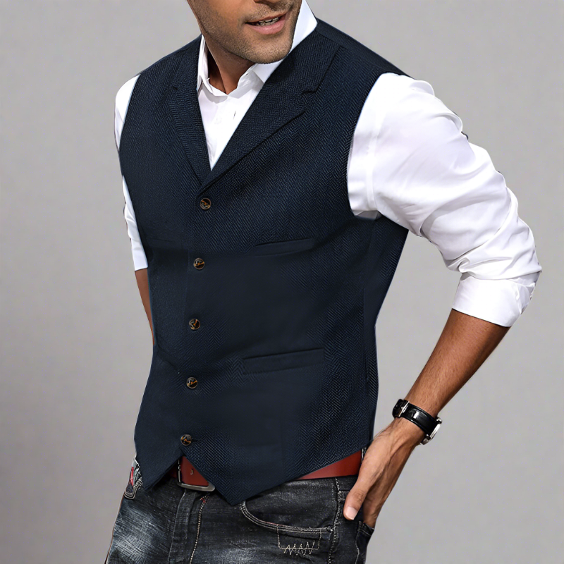 Ivo | Men’s V-neck Button Up Vest with Pockets