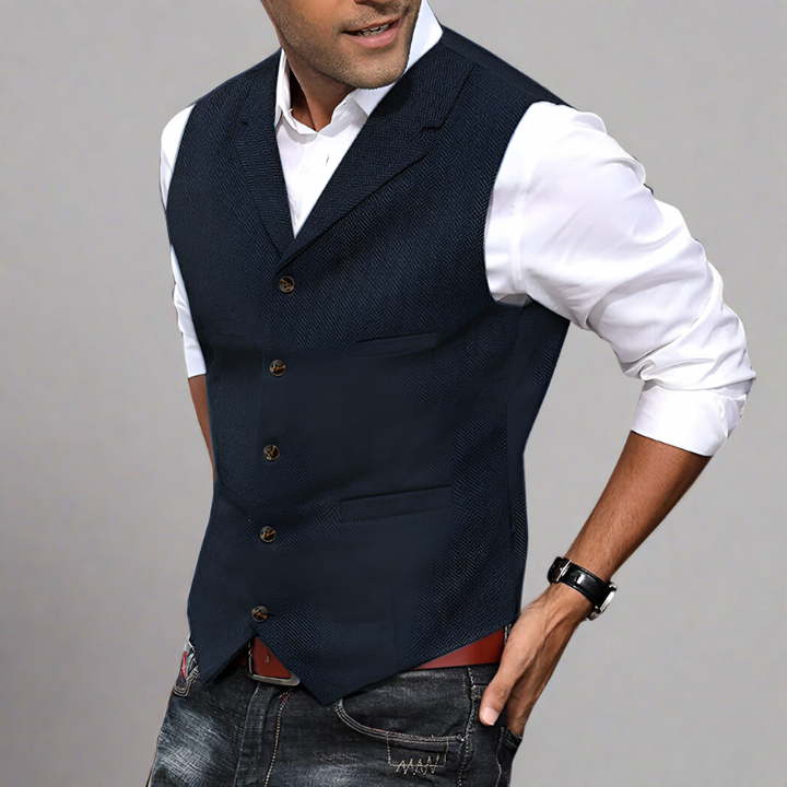 Ivo | Men’s V-neck Button Up Vest with Pockets