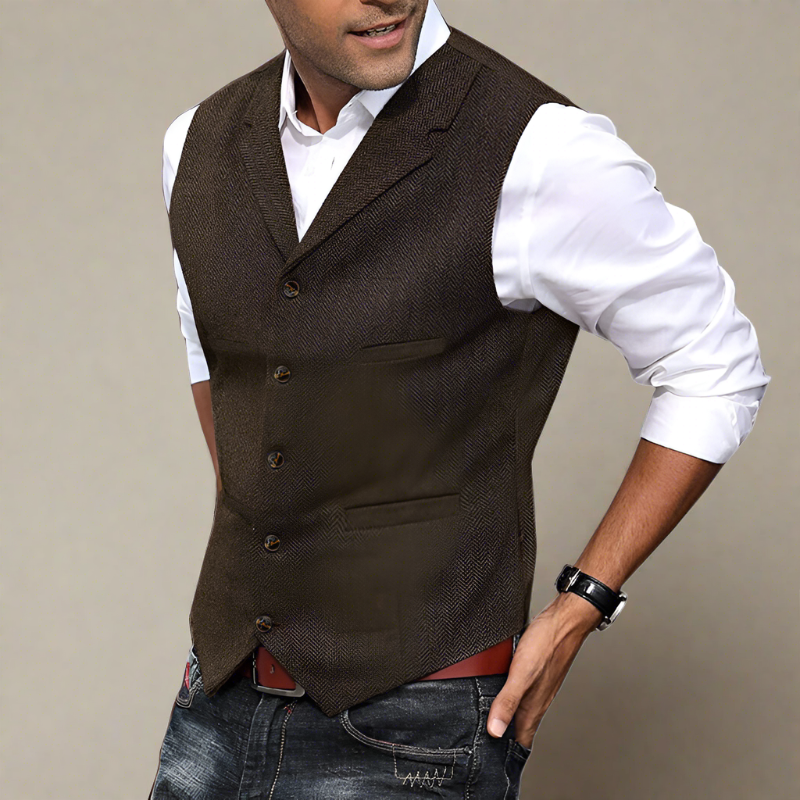 Ivo | Men’s V-neck Button Up Vest with Pockets
