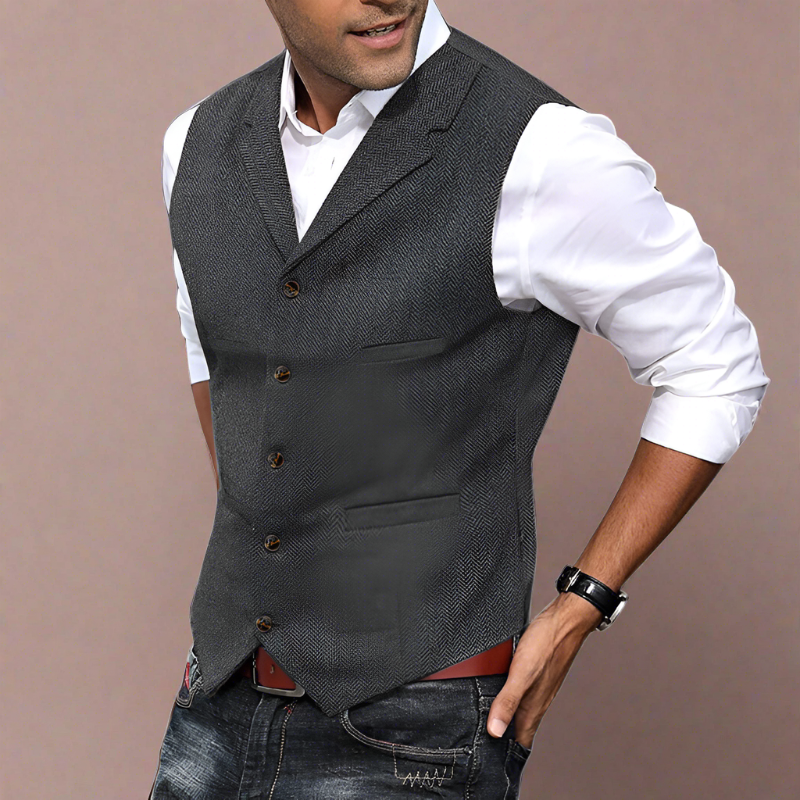 Ivo | Men’s V-neck Button Up Vest with Pockets