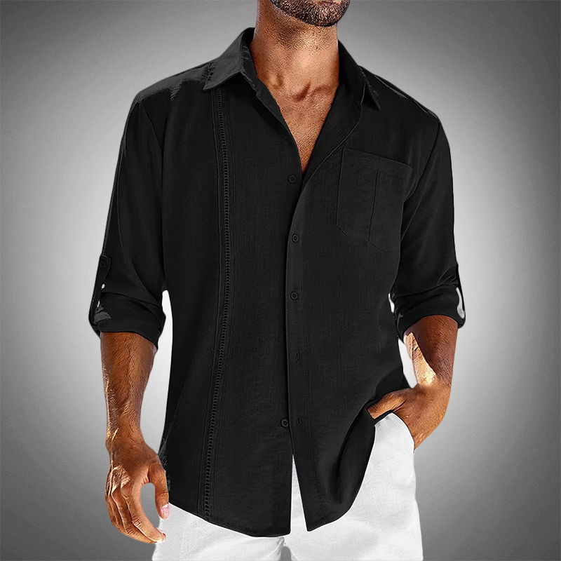 Ziven | Men’s Linen Button Shirt with Decorative Vertical Panel