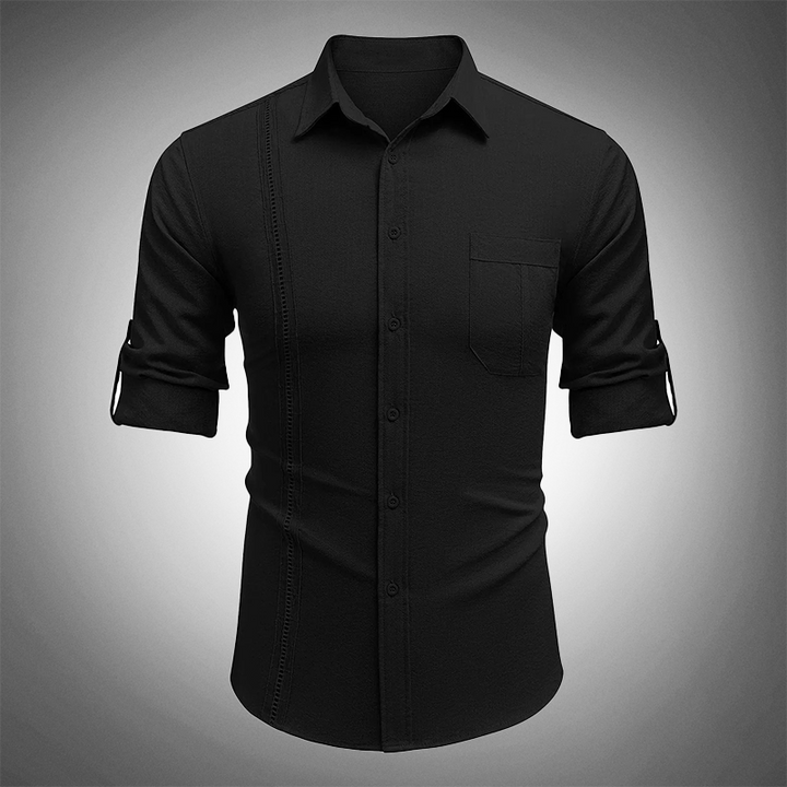 Ziven | Men’s Linen Button Shirt with Decorative Vertical Panel