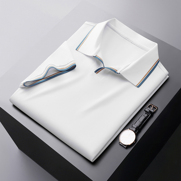 Adrian | Men's Classic Silk Polo Shirt with Trim