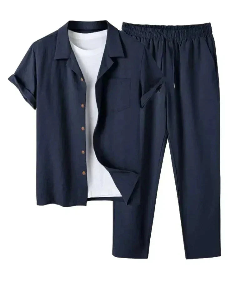 Marco | Men's Two Piece Set with Short Sleeve Shirt and Trousers