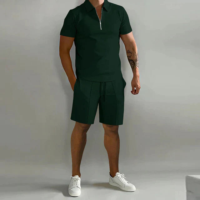 Zane | Men's Two Piece Set with Polo Shirt and Drawstring Shorts