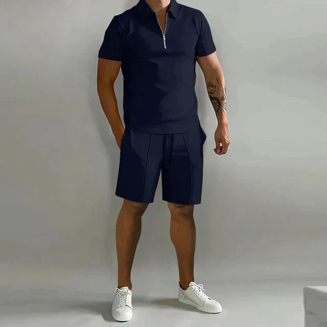 Zane | Men's Two Piece Set with Polo Shirt and Drawstring Shorts