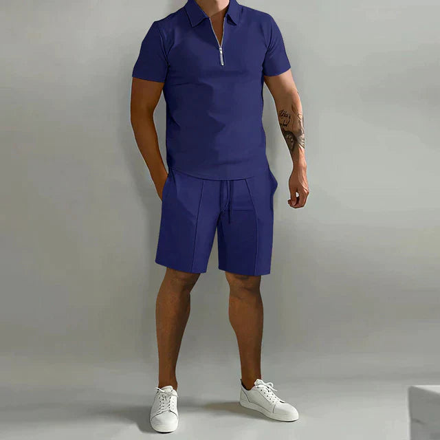 Zane | Men's Two Piece Set with Polo Shirt and Drawstring Shorts