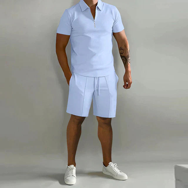 Zane | Men's Two Piece Set with Polo Shirt and Drawstring Shorts