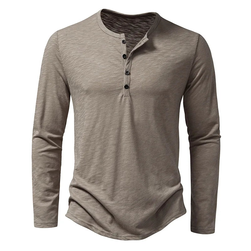 Valentino | Men’s Crew Neck Long Sleeve Shirt with Quarter Buttons