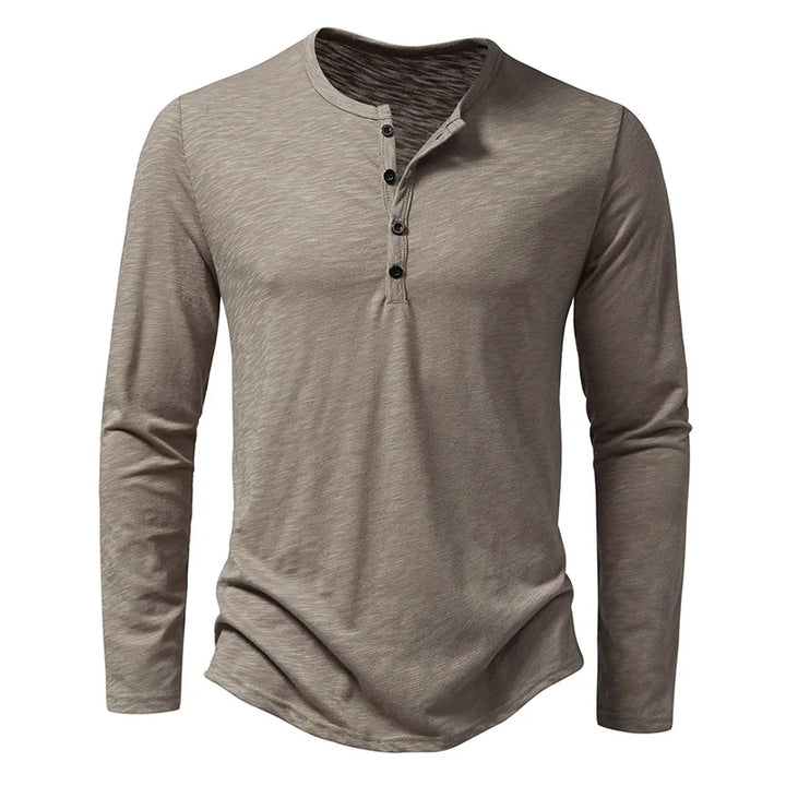 Valentino | Men’s Crew Neck Long Sleeve Shirt with Quarter Buttons