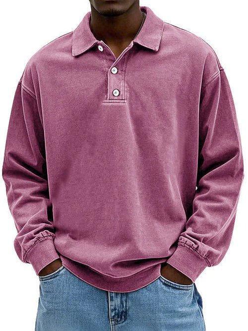 Layson | Men’s Loose Fit Sweater with Collar and Quarter Buttons