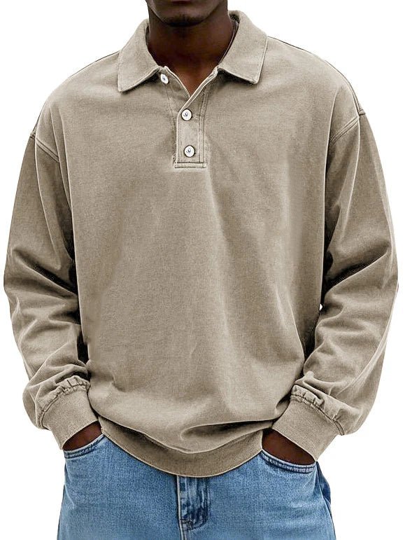 Layson | Men’s Loose Fit Sweater with Collar and Quarter Buttons