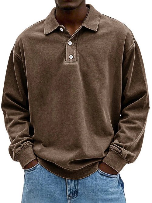 Layson | Men’s Loose Fit Sweater with Collar and Quarter Buttons