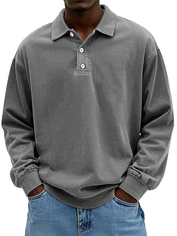 Layson | Men’s Loose Fit Sweater with Collar and Quarter Buttons
