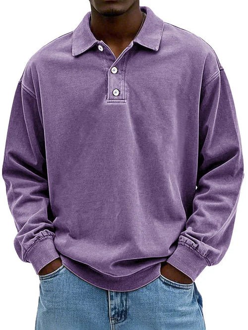 Layson | Men’s Loose Fit Sweater with Collar and Quarter Buttons