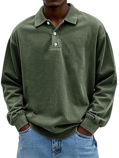 Layson | Men’s Loose Fit Sweater with Collar and Quarter Buttons