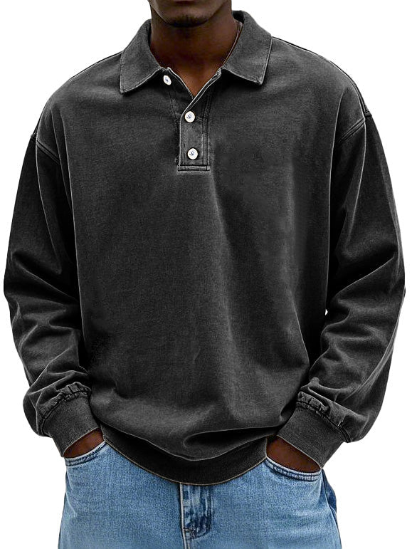 Layson | Men’s Loose Fit Sweater with Collar and Quarter Buttons