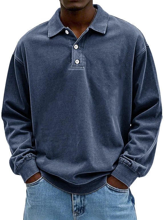 Layson | Men’s Loose Fit Sweater with Collar and Quarter Buttons