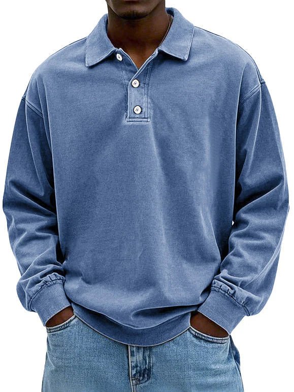 Layson | Men’s Loose Fit Sweater with Collar and Quarter Buttons