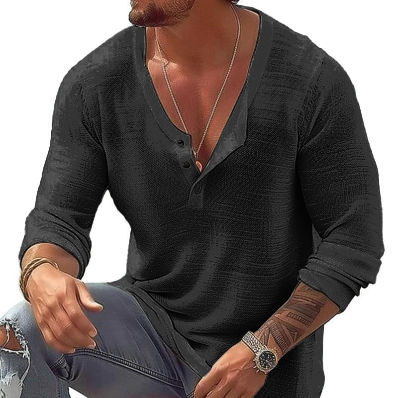 Easton | Men's Long Sleeve Crew Neck Shirt with Quarter Buttons
