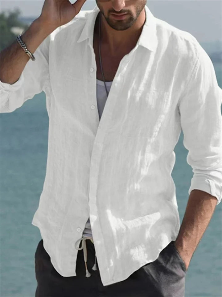 Bart | Men’s Linen Button-Up Shirt with Long Sleeve