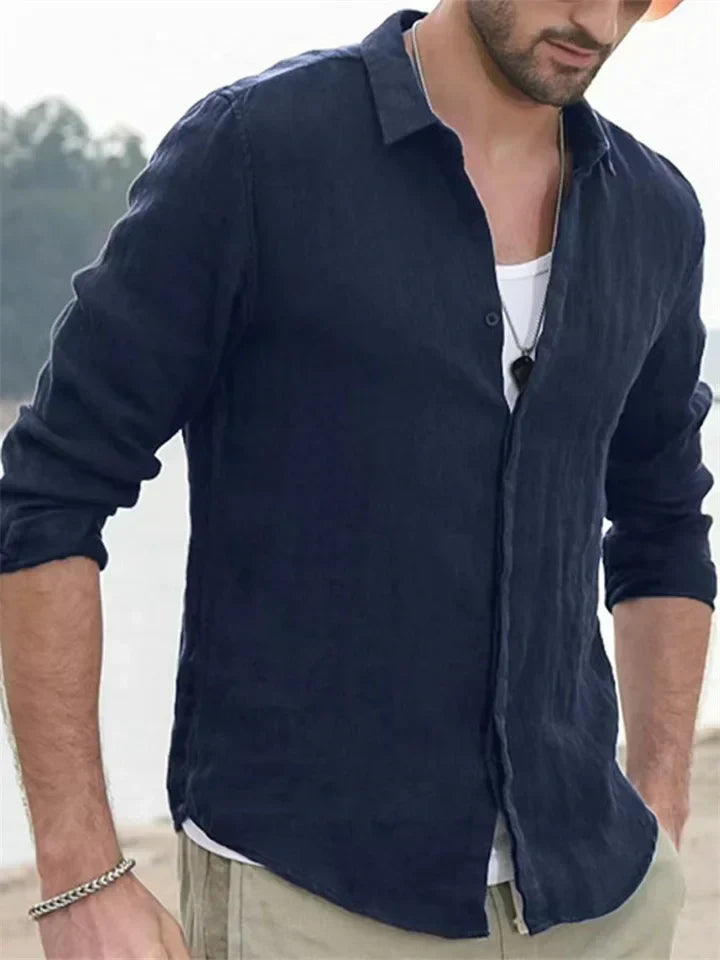 Bart | Men’s Linen Button-Up Shirt with Long Sleeve