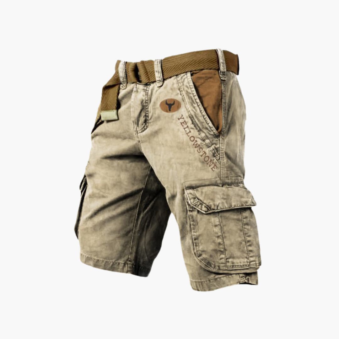 Logan | Men's Yellowsttone Print Cargo Shorts with Belt
