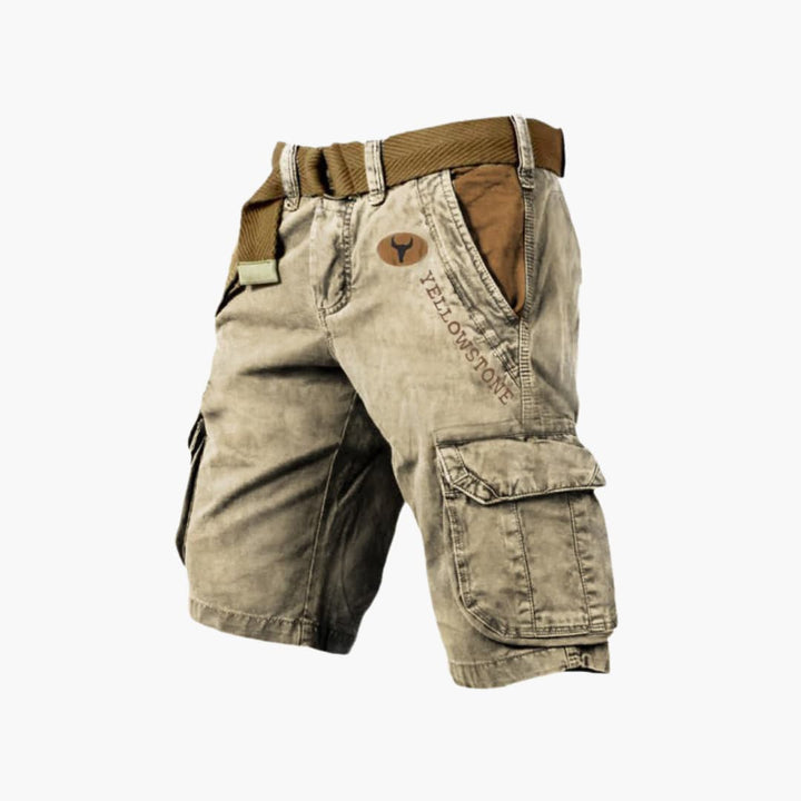 Logan | Men's Yellowsttone Print Cargo Shorts with Belt