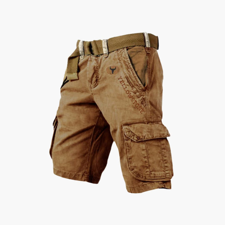 Logan | Men's Yellowsttone Print Cargo Shorts with Belt