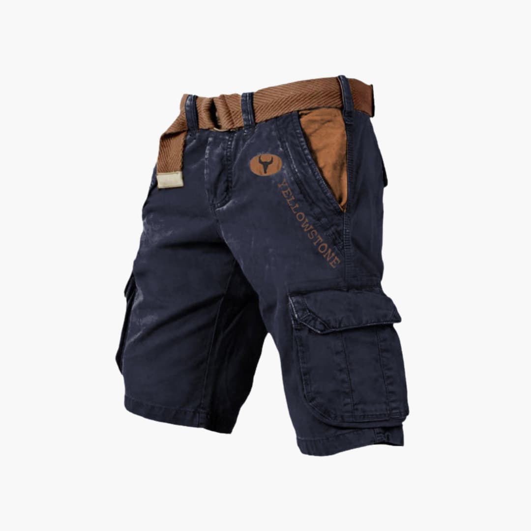 Logan | Men's Yellowsttone Print Cargo Shorts with Belt