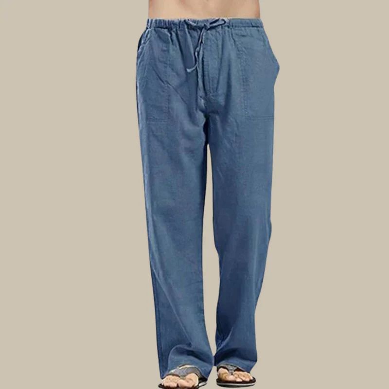Toby | Men’s Straight Leg Linen Pants with Drawstring