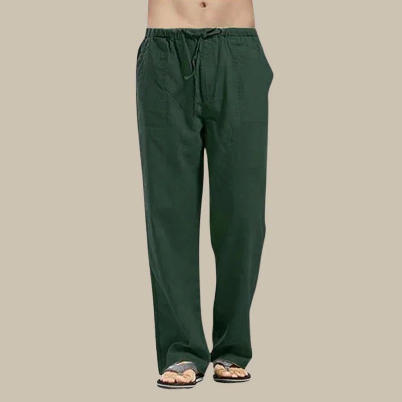 Toby | Men’s Straight Leg Linen Pants with Drawstring