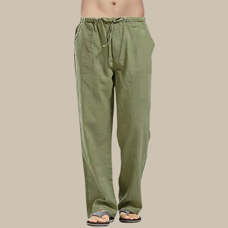 Toby | Men’s Straight Leg Linen Pants with Drawstring