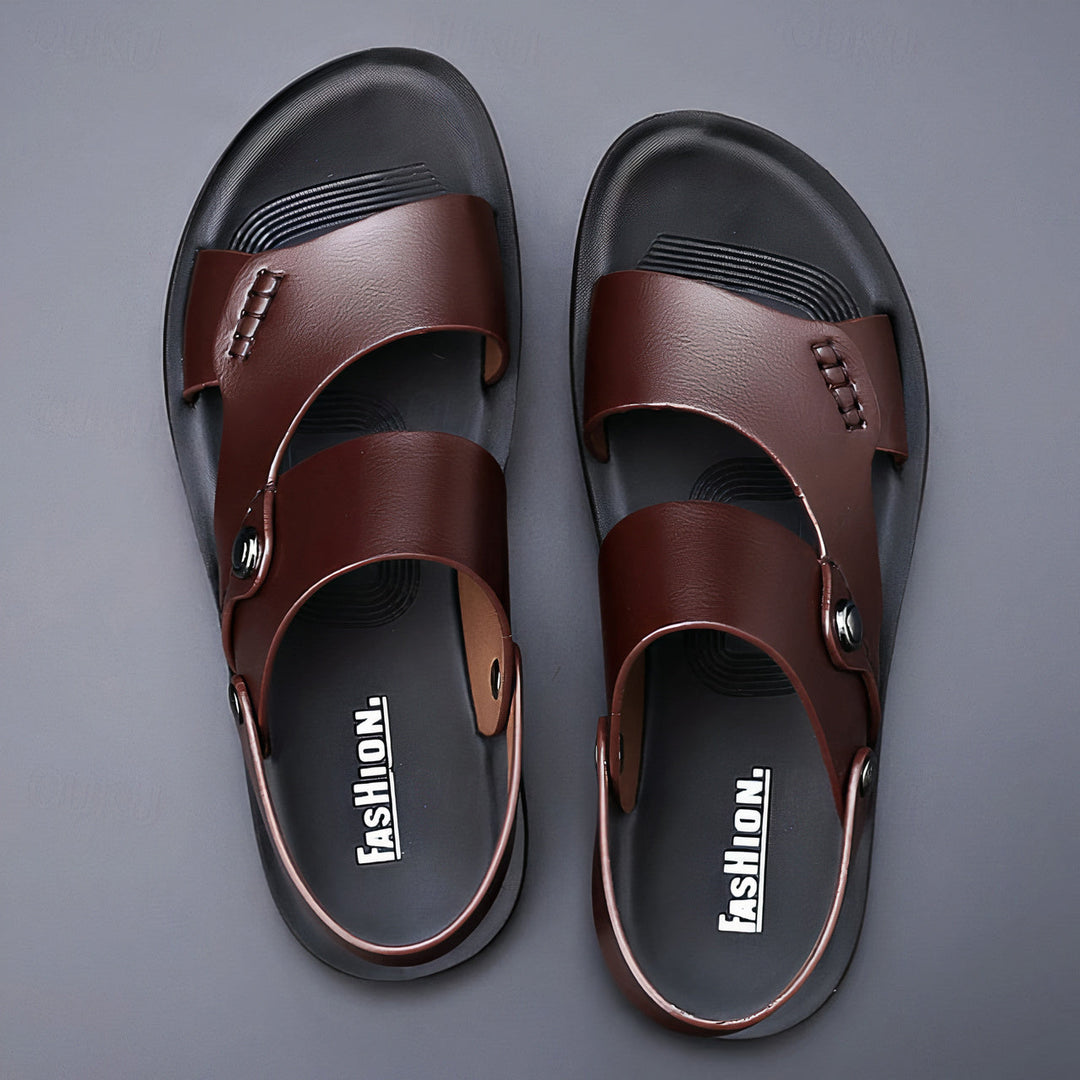 Daryl | Men's Adjustable Double-Strap Slide Leather Sandals
