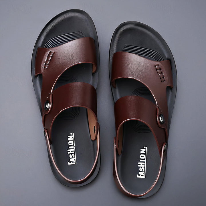 Daryl | Men's Adjustable Double-Strap Slide Leather Sandals