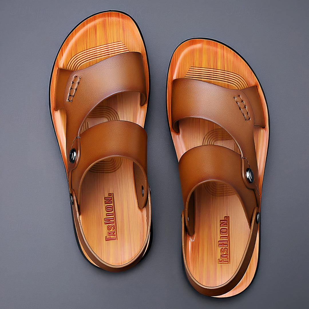 Daryl | Men's Adjustable Double-Strap Slide Leather Sandals