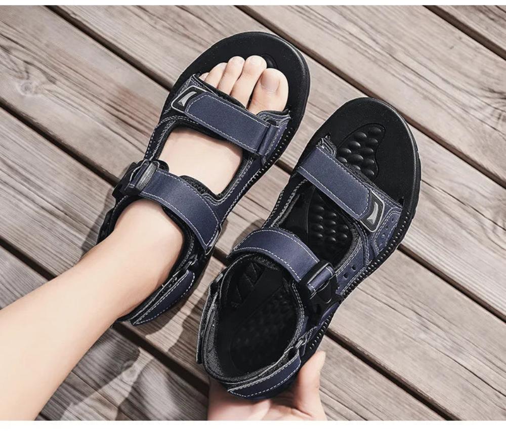 Olvan | Men's Open Toe Outdoor Sandals with Velcro Strap