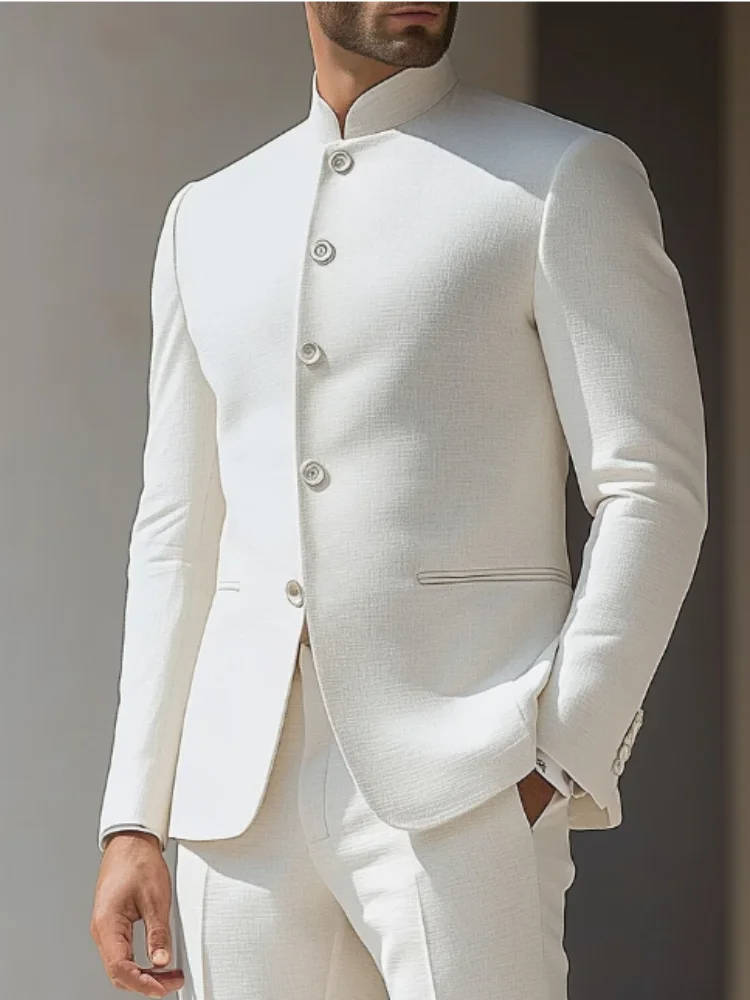 Wyatt | Men's Two Piece Suit Set with Nehru Collar Top and Pants