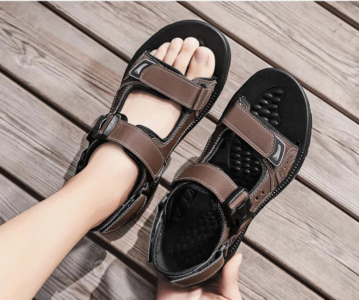 Olvan | Men's Open Toe Outdoor Sandals with Velcro Strap