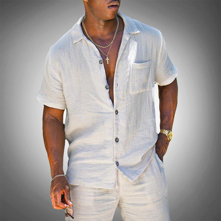 Marlon | Men’s Linen Two Piece Set with Shirt and Shorts