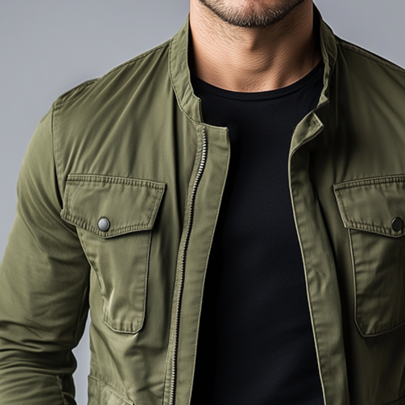 Patrick | Men's Stand Collar Cargo Jacket with Zip Up