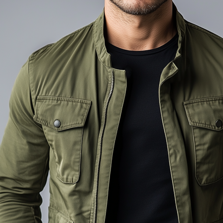 Knox | Men's Zip-Up  Cargo Jacket with Stand Collar