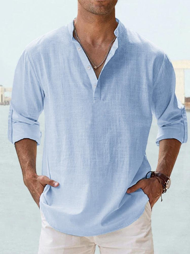 Nolan | Men's Casual Linen Summer Shirt with Quarter Buttons