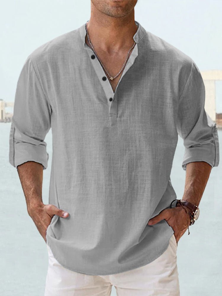 Nolan | Men's Casual Linen Summer Shirt with Quarter Buttons